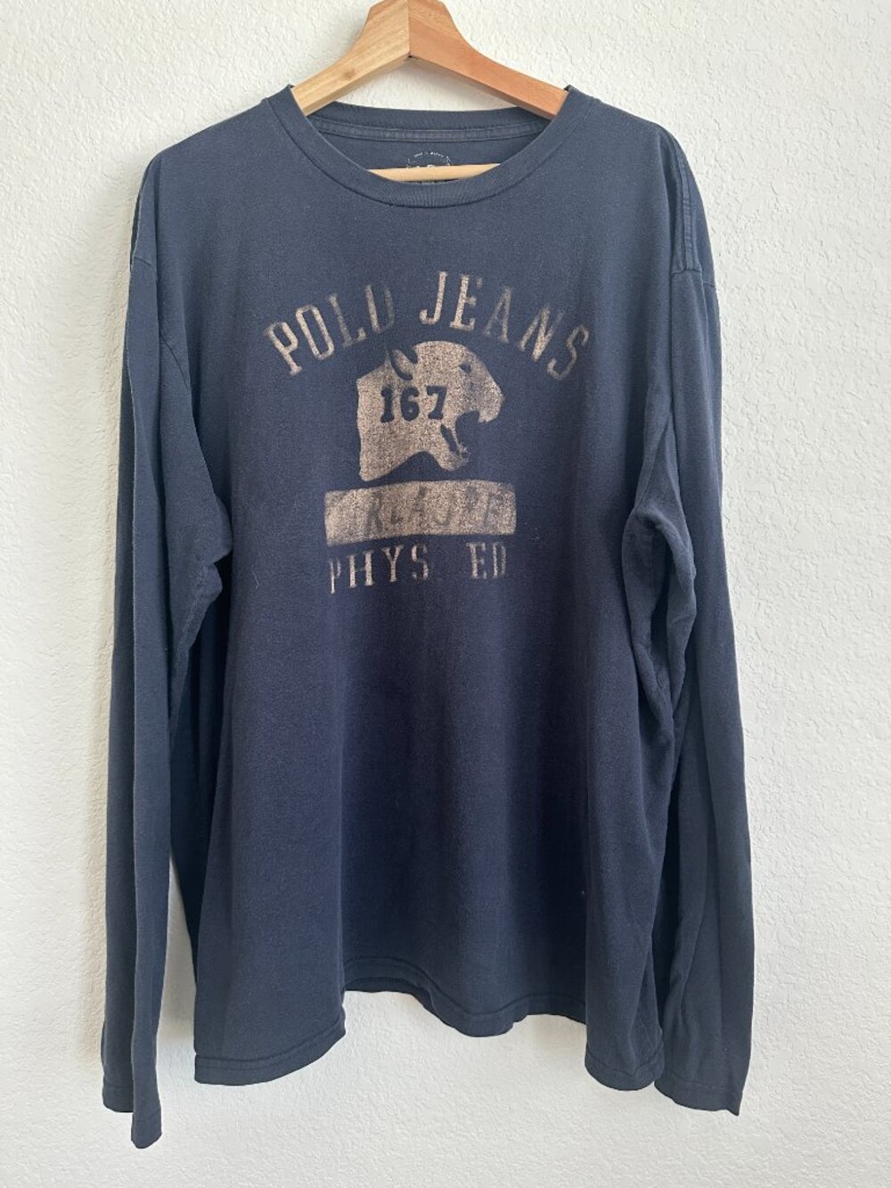 Polo Ralph Lauren Polo Jeans Co. Vintage Y2K Long Sleeve Shirt Navy Blue XL
